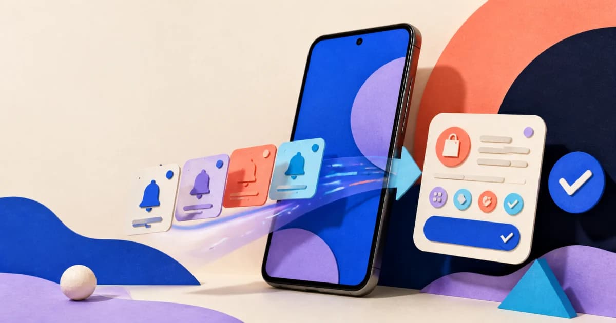 An Android payment alert moves through a private review flow before becoming a confirmed expense.